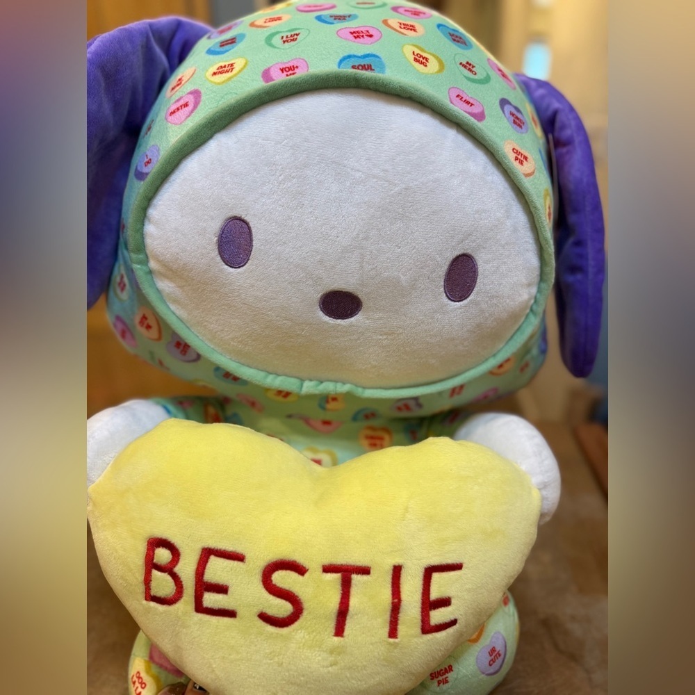 Hello Kitty Plush Puppy Valentines Day Heart Candy Design Mint, Purple & Yellow